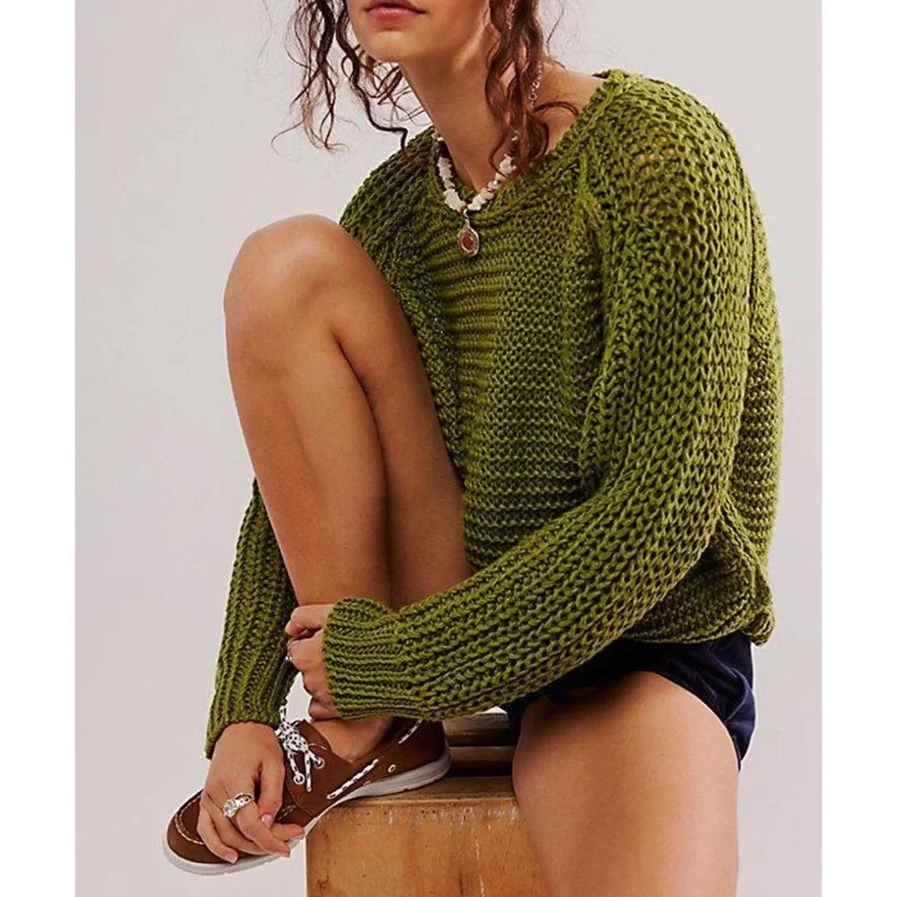 FREE PEOPLE essential linen crew sweater